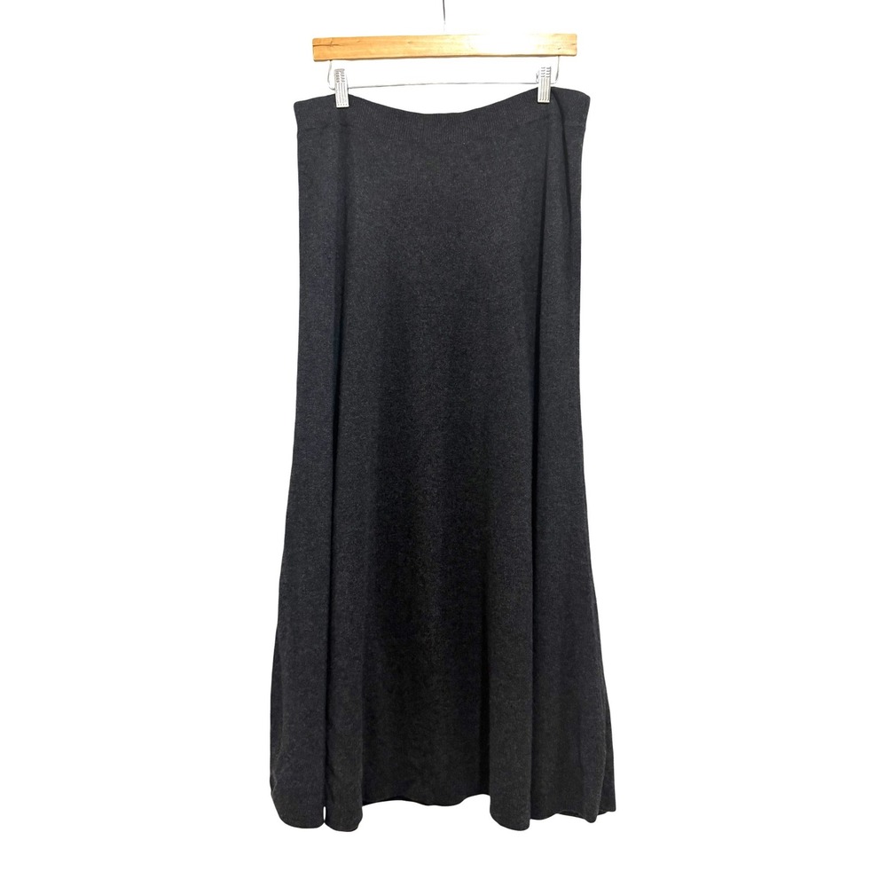 N.Peal London Charcoal Gray 100% Organic Cashmere Knit A-Line Maxi Skirt Large